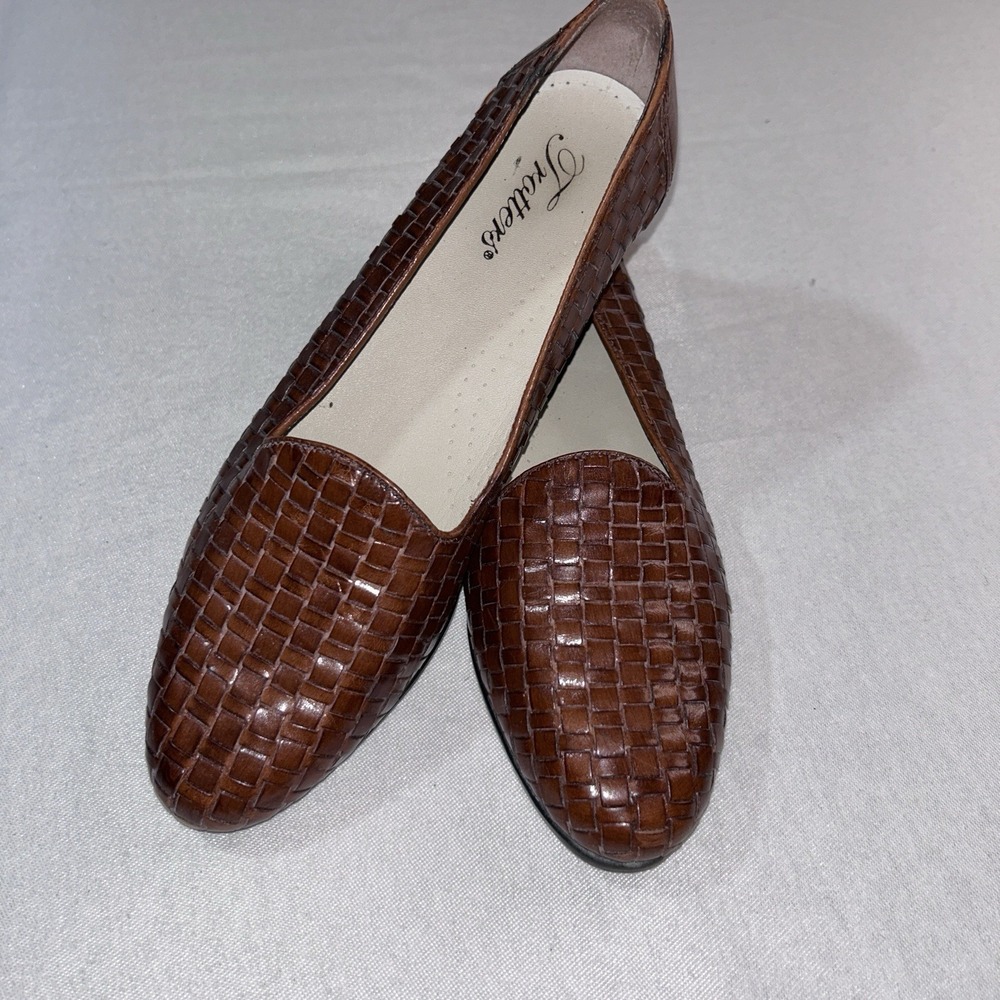 Trotters Brown Woven Leather Flats